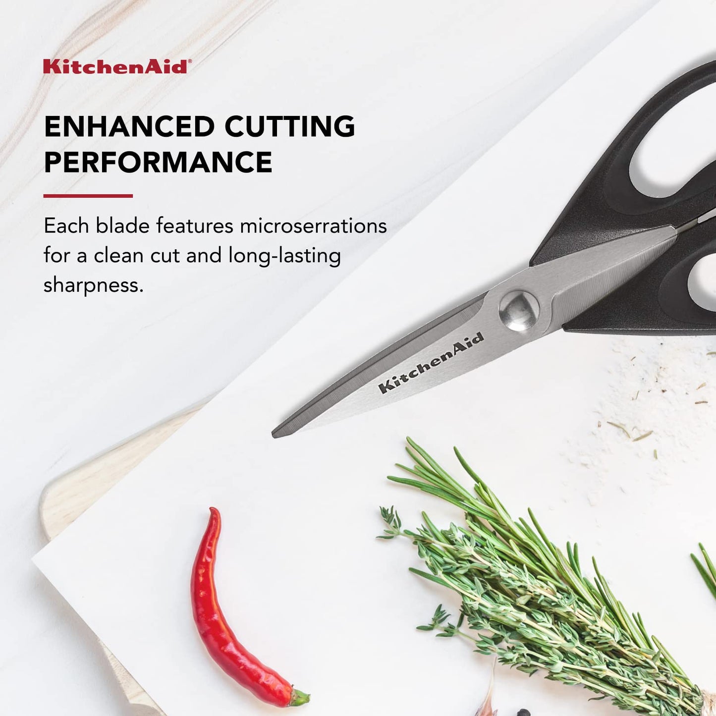 KitchenAid All Purpose Kitchen Shears with Protective Sheath Durable Stainless Steel Scissors, Dishwasher Safe, Soft Grip Comfort Handle, 8.72 Inch, Black - SkinNails&Makeup