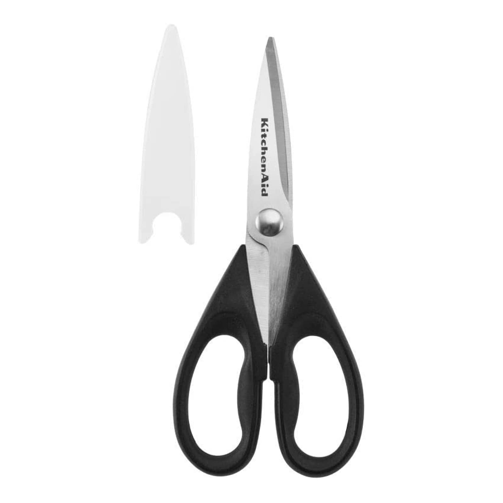 KitchenAid All Purpose Kitchen Shears with Protective Sheath Durable Stainless Steel Scissors, Dishwasher Safe, Soft Grip Comfort Handle, 8.72 Inch, Black - SkinNails&Makeup