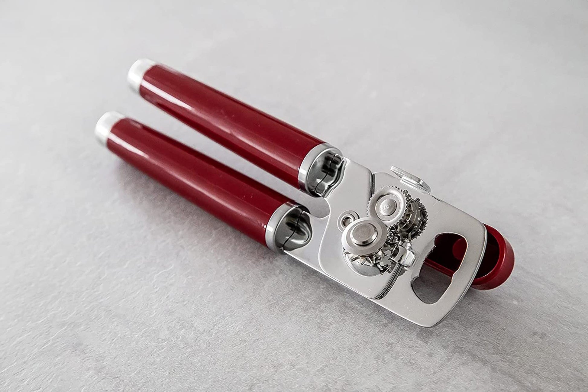 KitchenAid Classic Multifunction Can Opener and Bottle Opener Easy to Use, Razor Sharp Stainless Steel Cutting Wheel, Soft Ergonomic Handles, Empire Red - SkinNails&Makeup