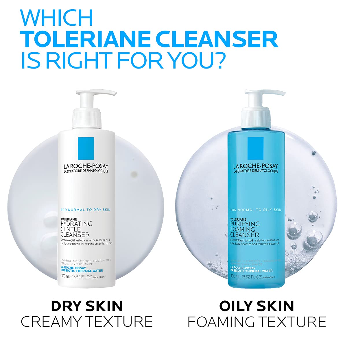 La Roche - Posay Toleriane Purifying Foaming Facial Cleanser, Oil Free Face Wash for Women & Men with Niacinamide + Ceramides, Pore Cleanser Safe For Sensitive Skin, Won’t Dry Out Skin, Soap Free, 400ml - SkinNails&Makeup