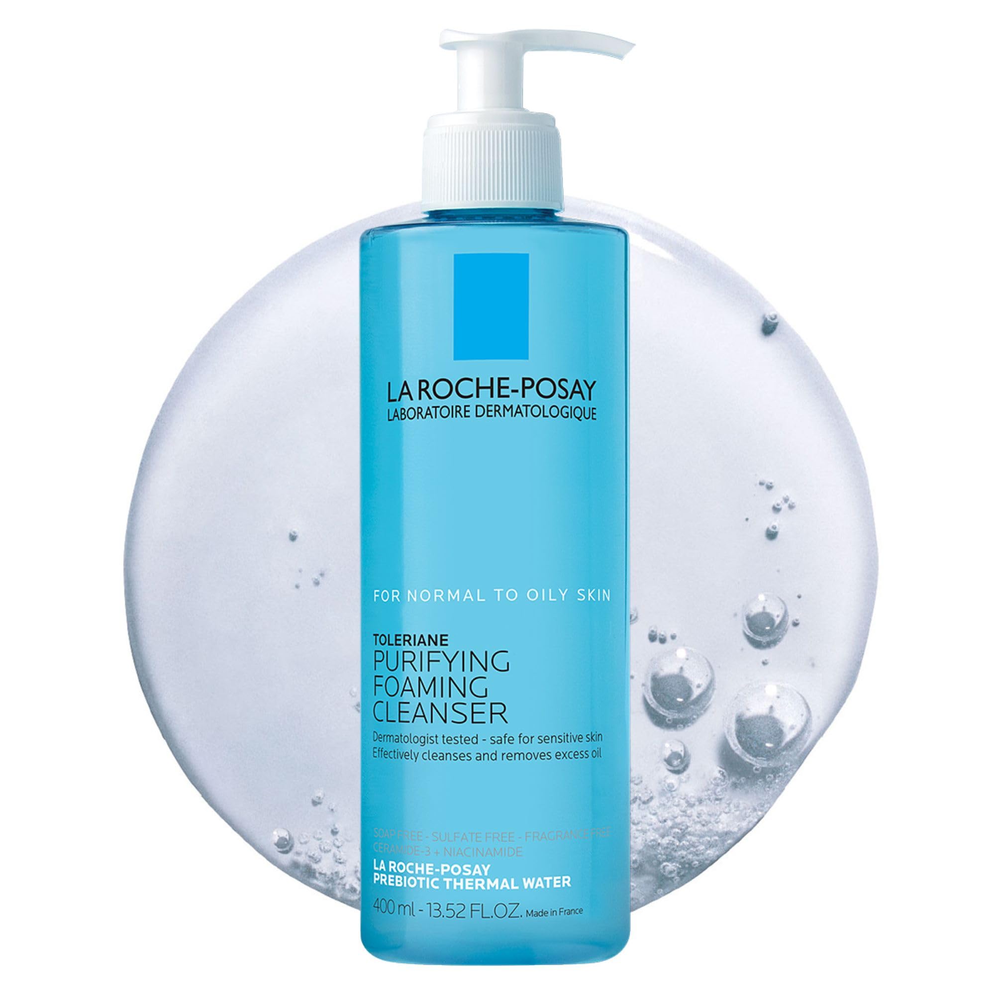 La Roche - Posay Toleriane Purifying Foaming Facial Cleanser, Oil Free Face Wash for Women & Men with Niacinamide + Ceramides, Pore Cleanser Safe For Sensitive Skin, Won’t Dry Out Skin, Soap Free, 400ml - SkinNails&Makeup
