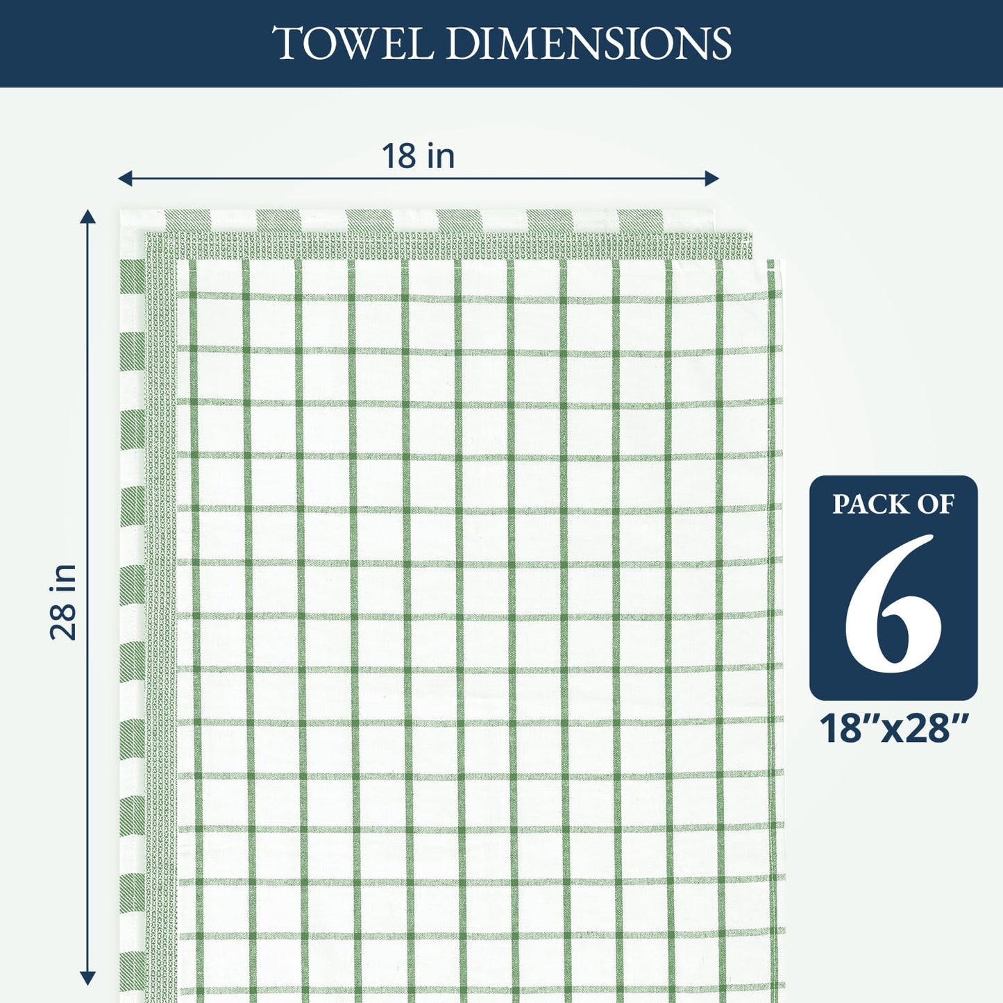 LANE LINEN Cotton Kitchen Towels Set, 6-Pack – Absorbent, Quick-Drying Dish Towels, 18" x 28", Premium Hand and Tea Towels - Olive - SkinNails&Makeup