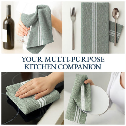 LANE LINEN Kitchen Towels Set - 100% Pure Cotton Dish Towels for Kitchen, Super Absorbent Kitchen Hand Towel, Tea Towels, Soft & Durable Dish Cloths, Pack of 6 – 14”x25”, Olive - SkinNails&Makeup