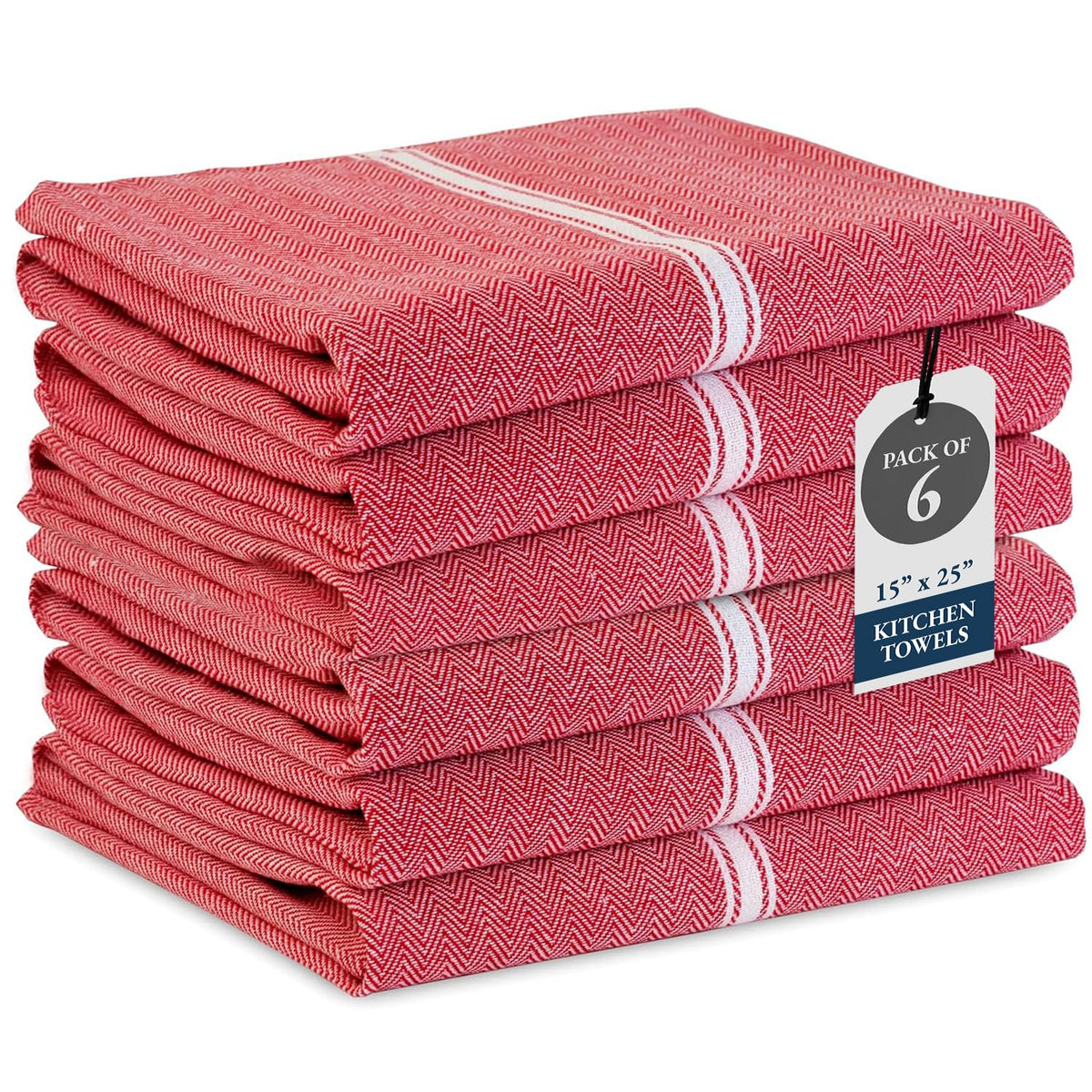 LANE LINEN Kitchen Towels Set - 100% Pure Cotton Dish Towels for Kitchen, Super Absorbent Kitchen Hand Towel, Tea Towels, Soft & Durable Dish Cloths, Pack of 6 – 14”x25”, Red - SkinNails&Makeup