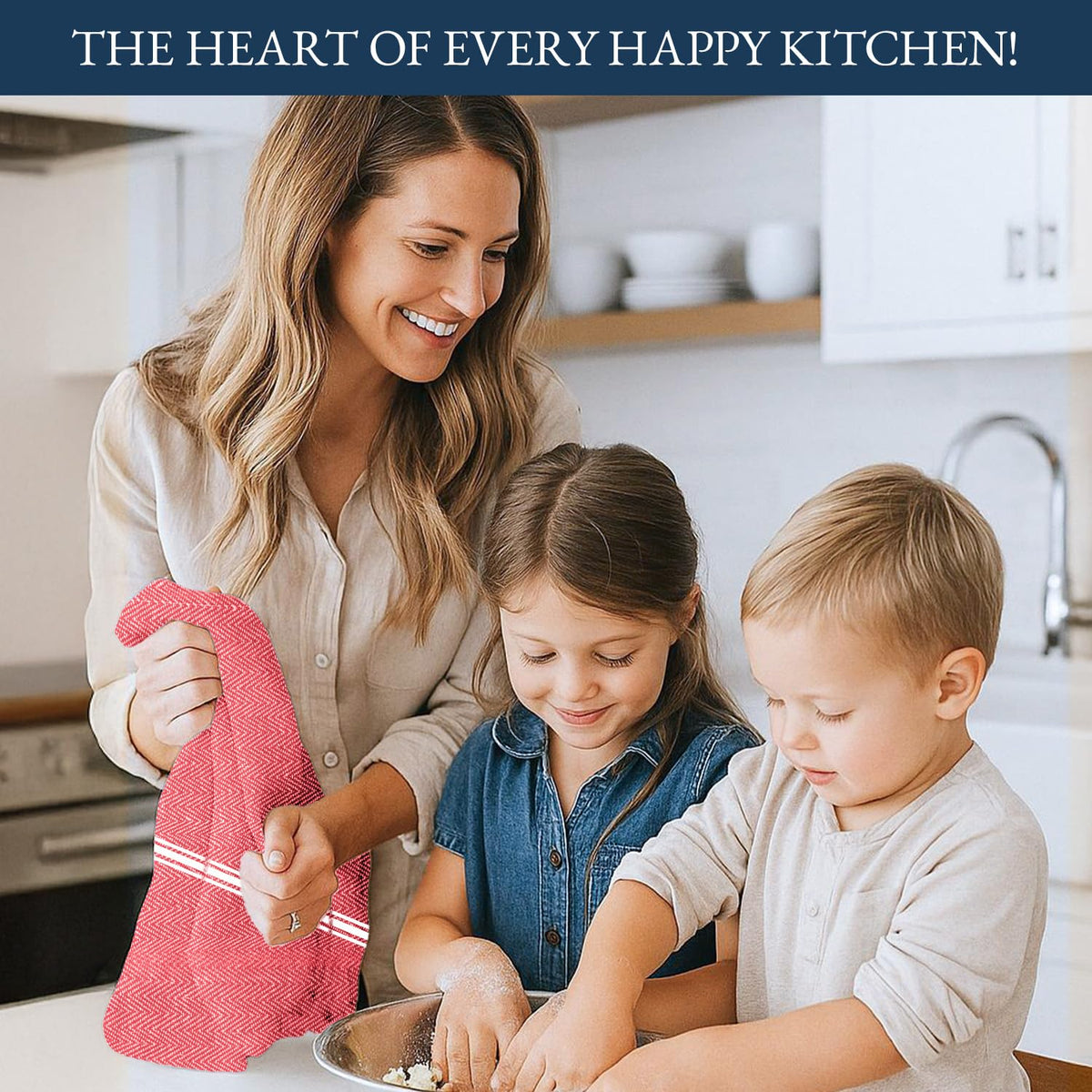 LANE LINEN Kitchen Towels Set - 100% Pure Cotton Dish Towels for Kitchen, Super Absorbent Kitchen Hand Towel, Tea Towels, Soft & Durable Dish Cloths, Pack of 6 – 14”x25”, Red - SkinNails&Makeup