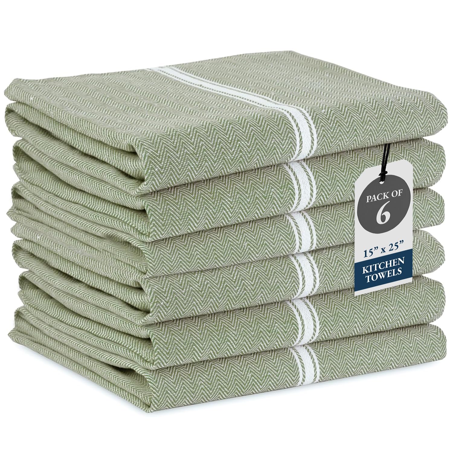 LANE LINEN Kitchen Towels Set - 100% Pure Cotton Dish Towels for Kitchen, Super Absorbent Kitchen Hand Towel, Tea Towels, Soft & Durable Dish Cloths, Pack of 6 – 14”x25”, Olive - SkinNails&Makeup