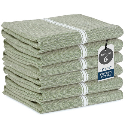 LANE LINEN Kitchen Towels Set - 100% Pure Cotton Dish Towels for Kitchen, Super Absorbent Kitchen Hand Towel, Tea Towels, Soft & Durable Dish Cloths, Pack of 6 – 14”x25”, Olive - SkinNails&Makeup