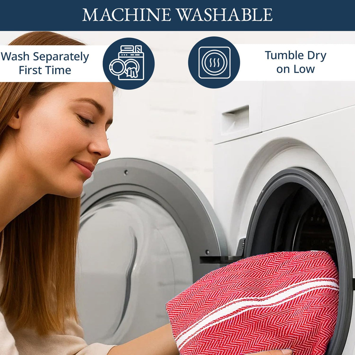 LANE LINEN Kitchen Towels Set - 100% Pure Cotton Dish Towels for Kitchen, Super Absorbent Kitchen Hand Towel, Tea Towels, Soft & Durable Dish Cloths, Pack of 6 – 14”x25”, Red - SkinNails&Makeup