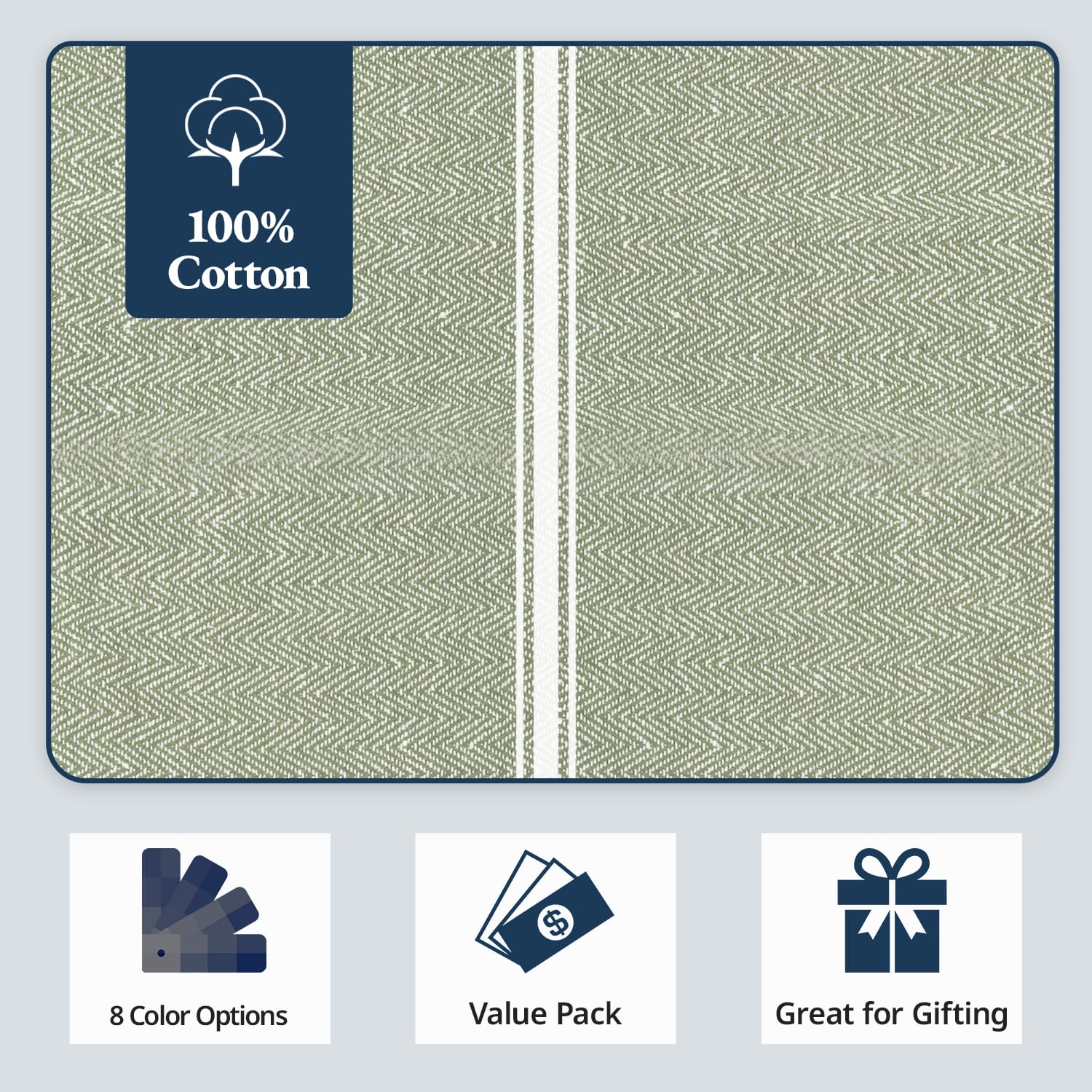 LANE LINEN Kitchen Towels Set - 100% Pure Cotton Dish Towels for Kitchen, Super Absorbent Kitchen Hand Towel, Tea Towels, Soft & Durable Dish Cloths, Pack of 6 – 14”x25”, Olive - SkinNails&Makeup