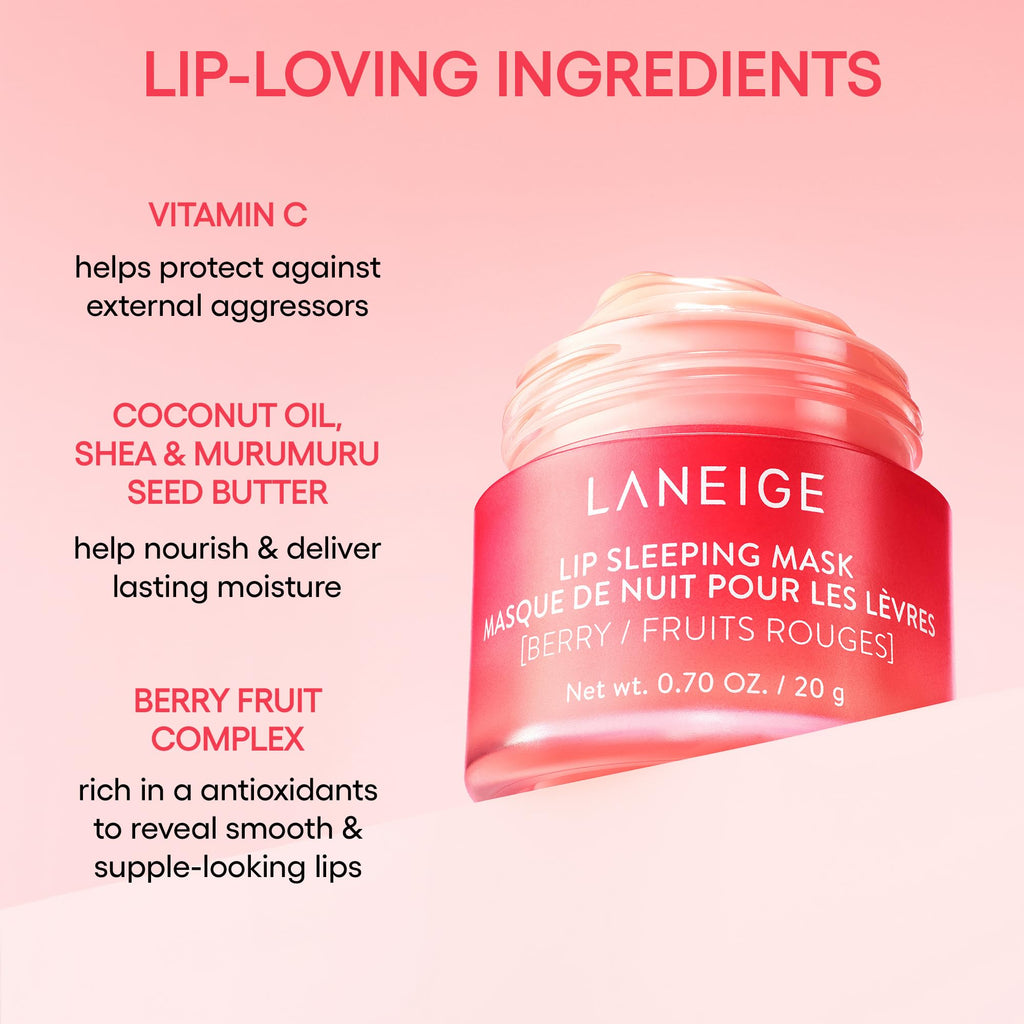 LANEIGE Lip Sleeping Mask in Peach Iced Tea: Hydrating Overnight Lip Treatment with Vitamin C & Butters for Smooth, Soft Lips - My Store