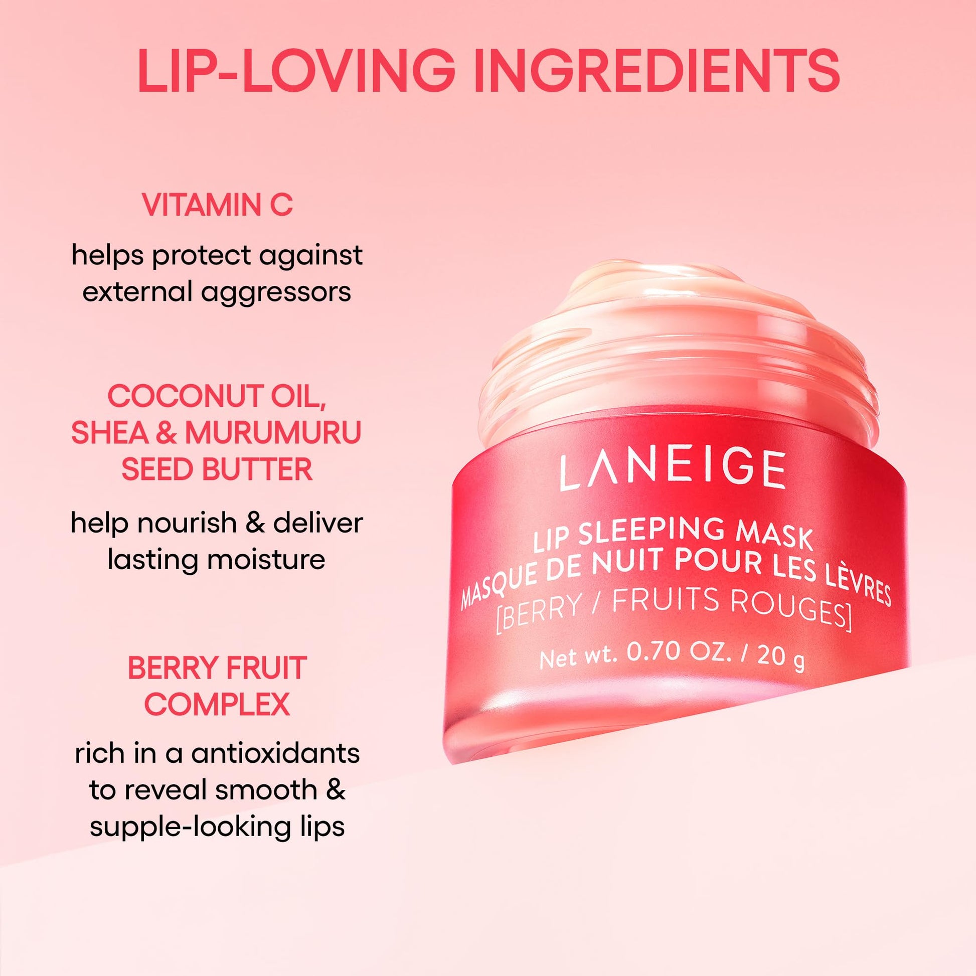 LANEIGE Lip Sleeping Mask in Peach Iced Tea: Hydrating Overnight Lip Treatment with Vitamin C & Butters for Smooth, Soft Lips - My Store
