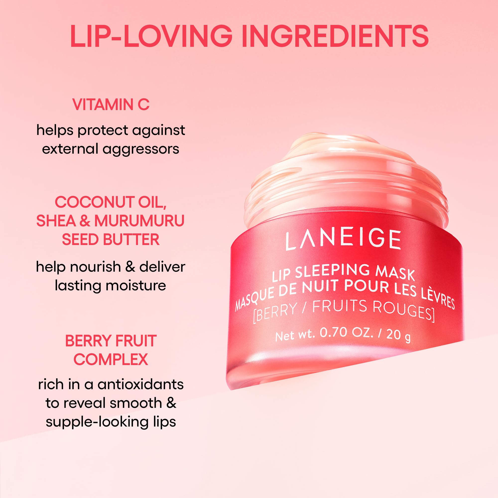LANEIGE Lip Sleeping Mask in Peach Iced Tea: Hydrating Overnight Lip Treatment with Vitamin C & Butters for Smooth, Soft Lips - My Store