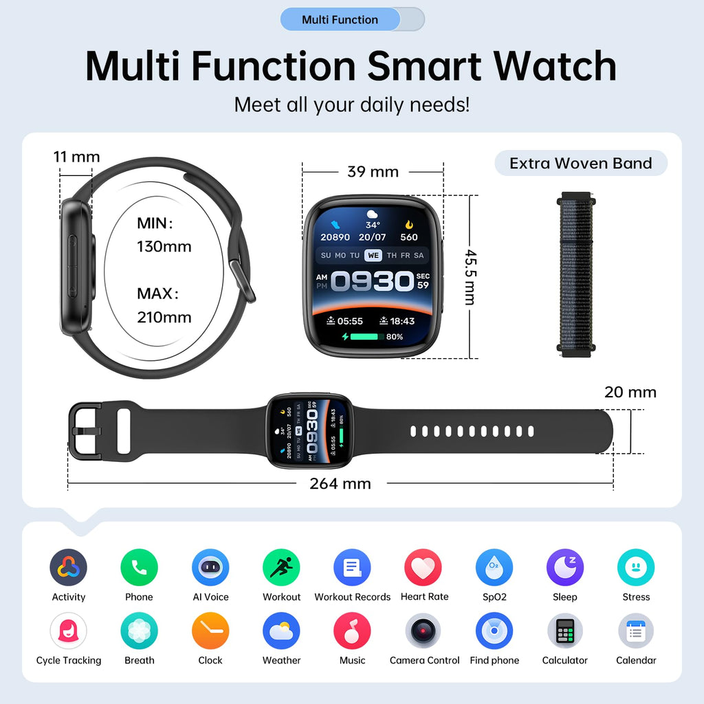 Latest Smart Watches for Women & Men - Performance Upgraded, 1.85 - inch AMOLED HD Display (390x450), 12 - Day Battery Life, 3ATM Waterproof (30m), Call , Health Monitoring, Fitness Tracking Smart Watch - SkinNails&Makeup