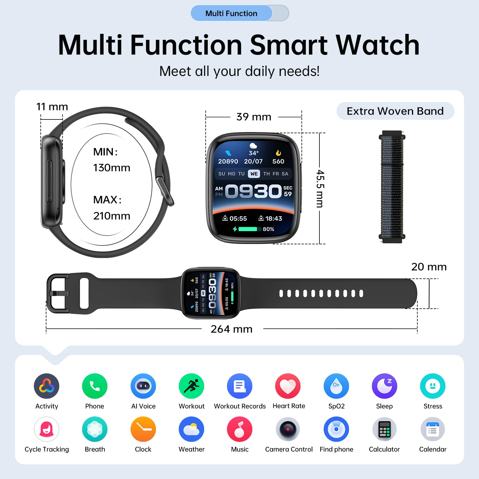 Latest Smart Watches for Women & Men - Performance Upgraded, 1.85 - inch AMOLED HD Display (390x450), 12 - Day Battery Life, 3ATM Waterproof (30m), Call , Health Monitoring, Fitness Tracking Smart Watch - SkinNails&Makeup