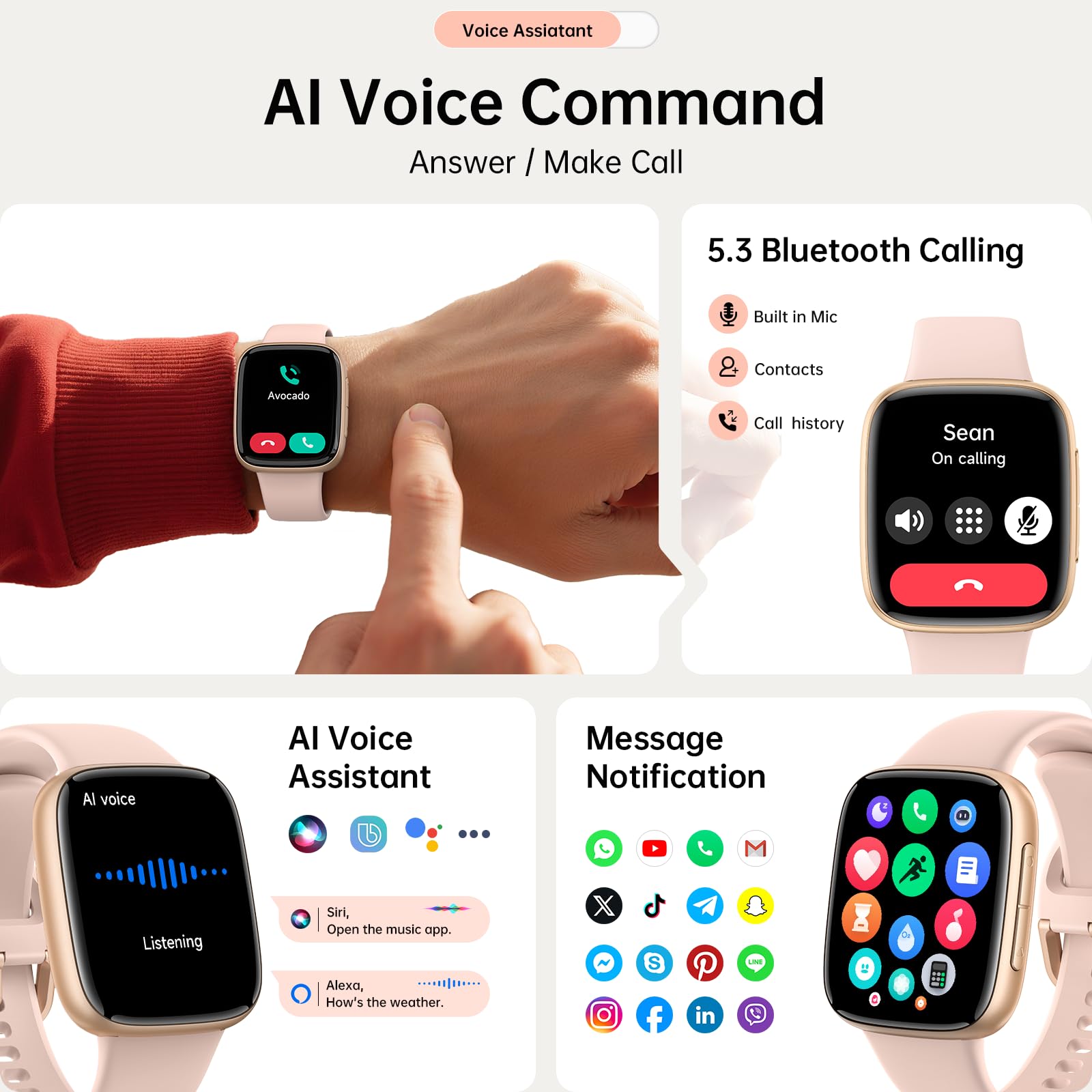 Latest Smart Watches for Women & Men - Performance Upgraded, 1.85 - inch AMOLED HD Display (390x450), 12 - Day Battery Life, 3ATM Waterproof (30m), Call , Health Monitoring, Fitness Tracking Smart Watch - SkinNails&Makeup