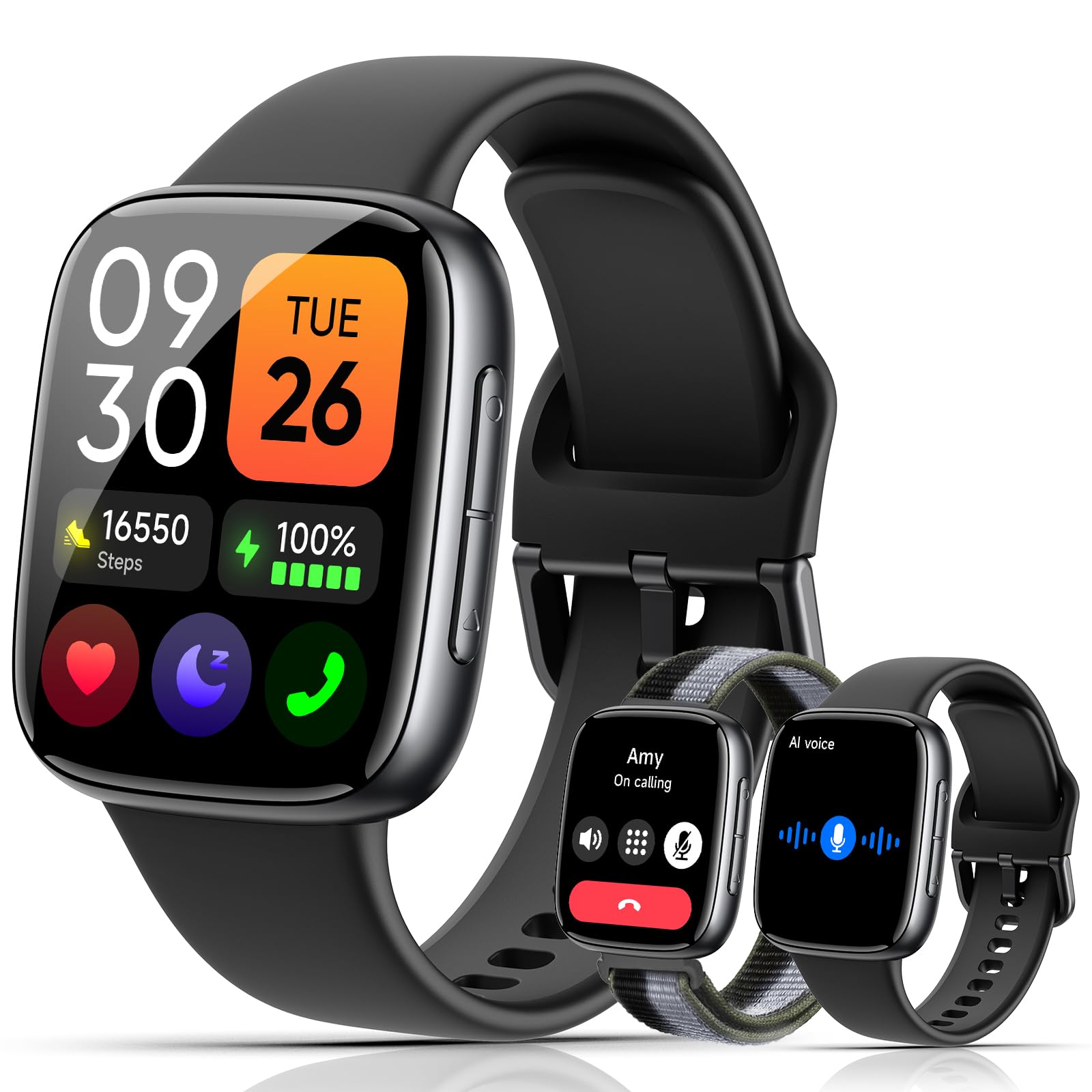 Latest Smart Watches for Women & Men - Performance Upgraded, 1.85 - inch AMOLED HD Display (390x450), 12 - Day Battery Life, 3ATM Waterproof (30m), Call , Health Monitoring, Fitness Tracking Smart Watch - SkinNails&Makeup