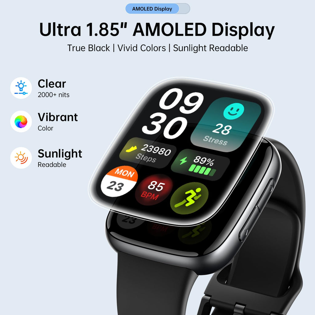 Latest Smart Watches for Women & Men - Performance Upgraded, 1.85 - inch AMOLED HD Display (390x450), 12 - Day Battery Life, 3ATM Waterproof (30m), Call , Health Monitoring, Fitness Tracking Smart Watch - SkinNails&Makeup
