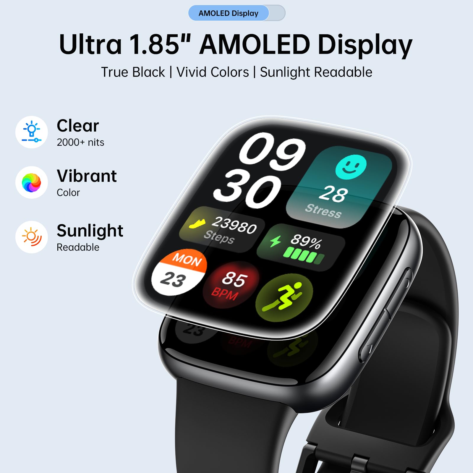 Latest Smart Watches for Women & Men - Performance Upgraded, 1.85 - inch AMOLED HD Display (390x450), 12 - Day Battery Life, 3ATM Waterproof (30m), Call , Health Monitoring, Fitness Tracking Smart Watch - SkinNails&Makeup