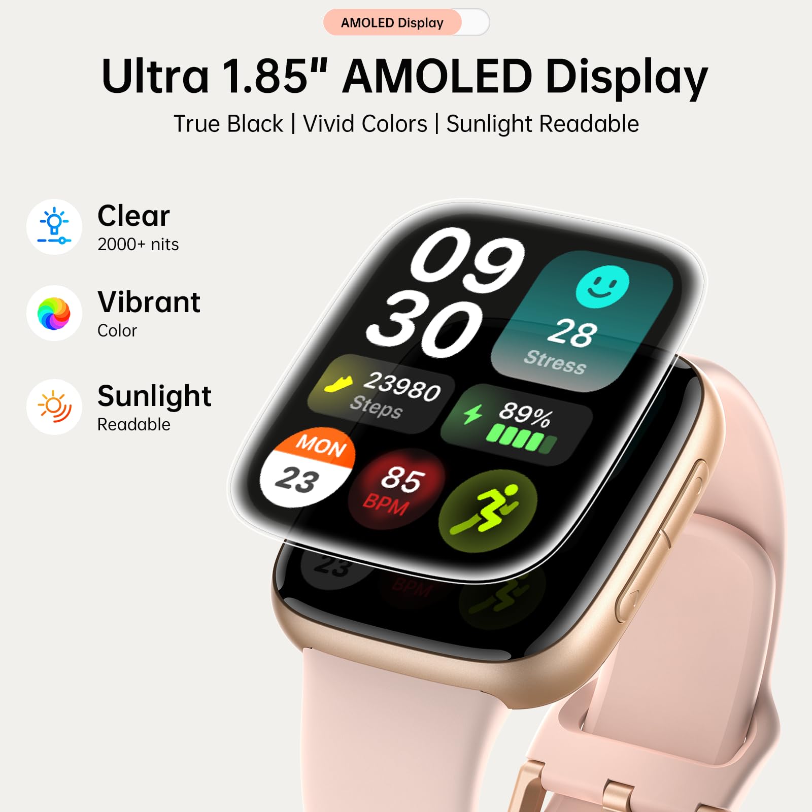 Latest Smart Watches for Women & Men - Performance Upgraded, 1.85 - inch AMOLED HD Display (390x450), 12 - Day Battery Life, 3ATM Waterproof (30m), Call , Health Monitoring, Fitness Tracking Smart Watch - SkinNails&Makeup