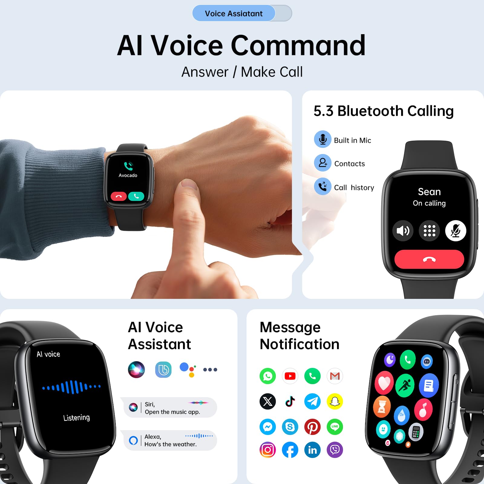 Latest Smart Watches for Women & Men - Performance Upgraded, 1.85 - inch AMOLED HD Display (390x450), 12 - Day Battery Life, 3ATM Waterproof (30m), Call , Health Monitoring, Fitness Tracking Smart Watch - SkinNails&Makeup