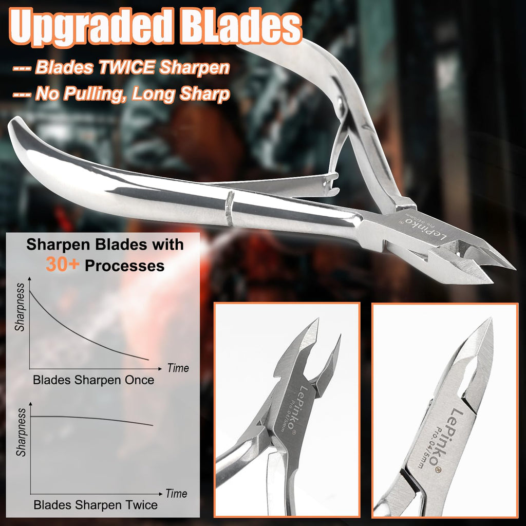 LePinko 4 Packs Upgraded Cuticle Trimmer kit, Sharp Dead Skin Clipper, Labor - saving Cuticula Remover for Fingernail Toenail, Manicure Pedicure Tool for Women Men, 5mm Jaw - My Store