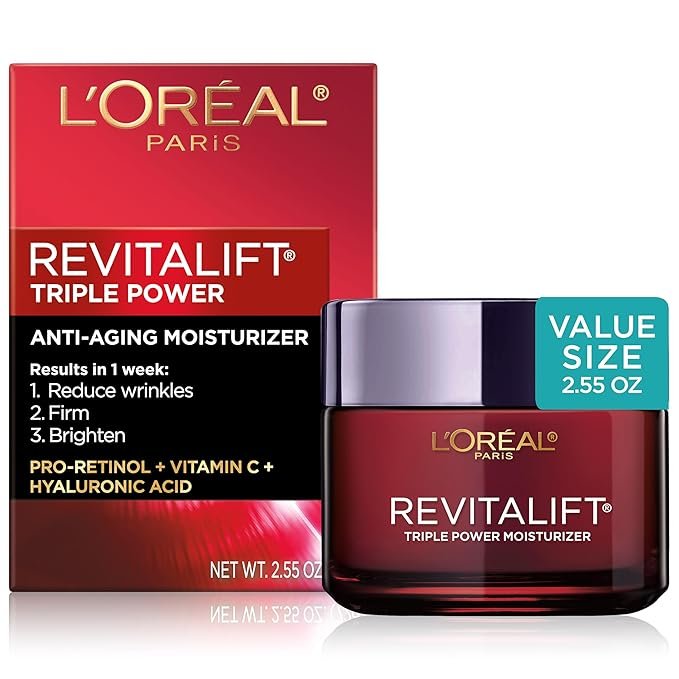L'Oreal Paris Revitalift Triple Power Anti - Aging Face Moisturizer, Pro Retinol, Hyaluronic Acid & Vitamin C, Reduce Wrinkles 2.55 Oz - My Store