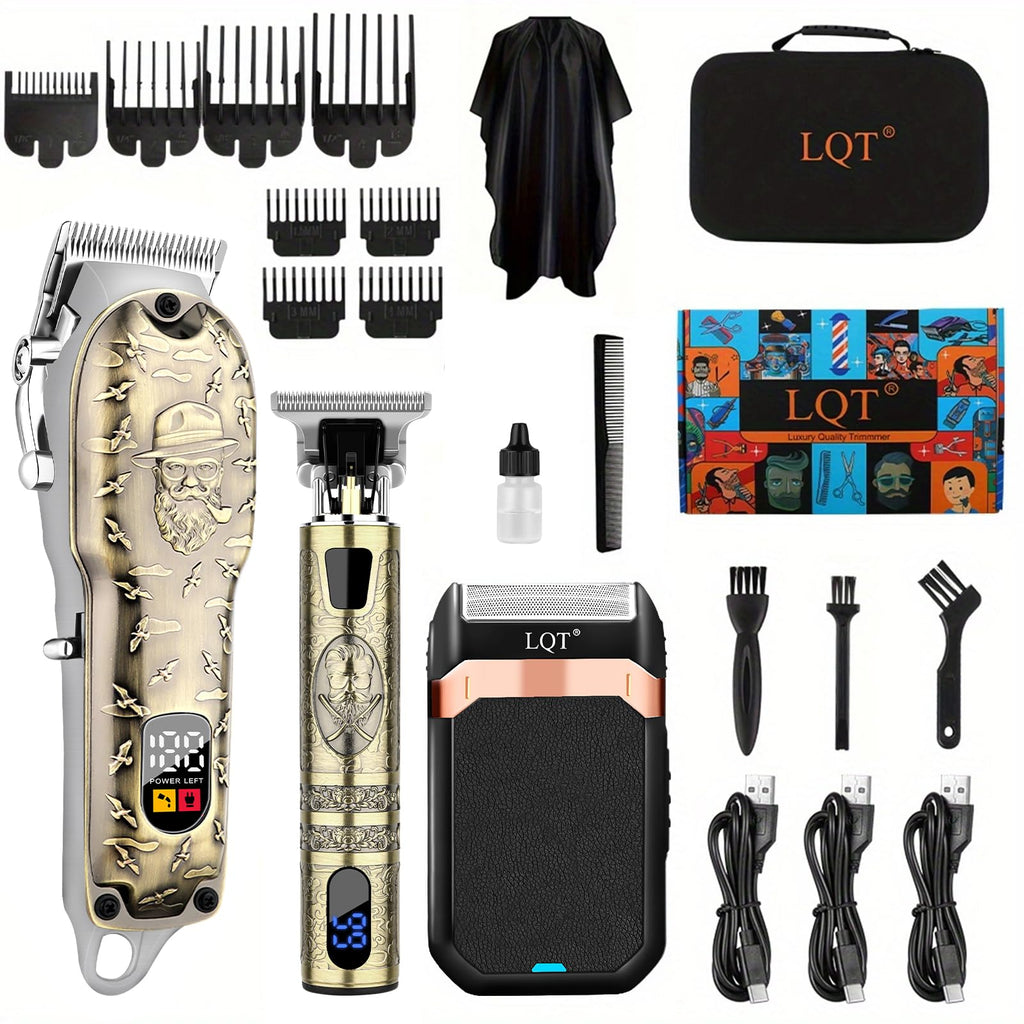 LQT Hair Clippers Set for Men, Hair Clipper Trimmer with LED Display, Professional Cordless Hair Clipper Shaver Beard Trimmer, Hair Cutting Machine for Men, Holiday Gift for Him Father's Day Gift - SkinNails&Makeup