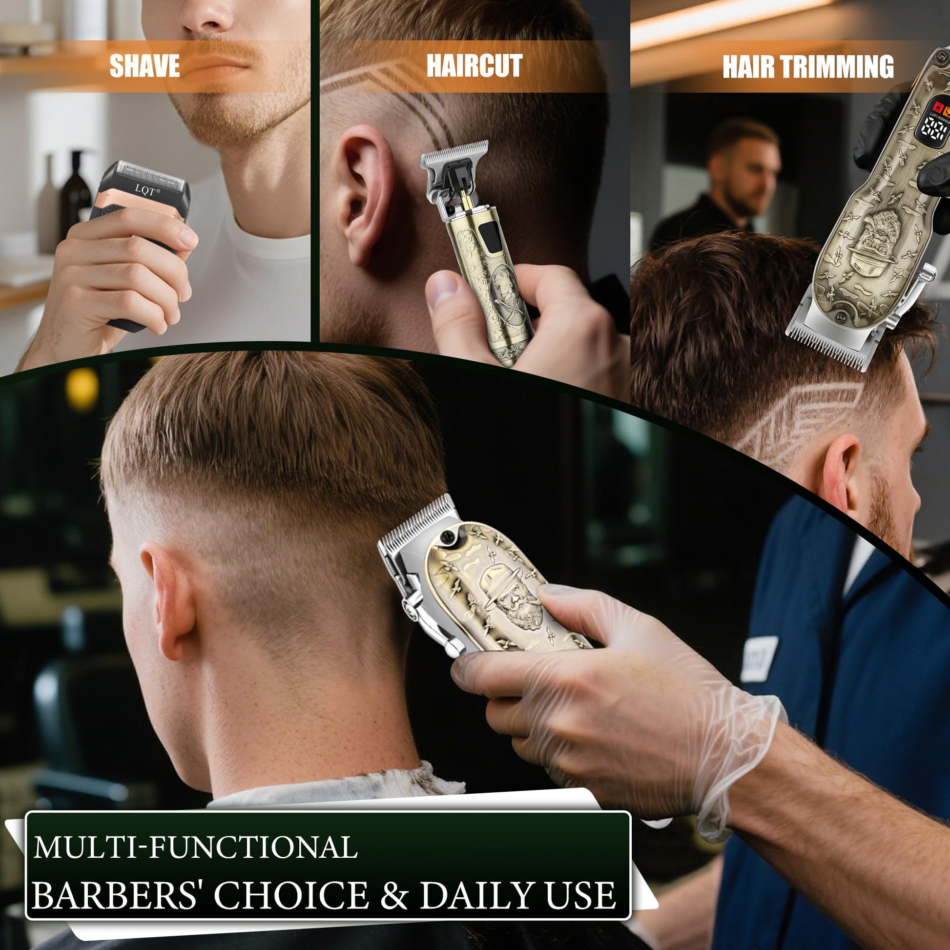 LQT Hair Clippers Set for Men, Hair Clipper Trimmer with LED Display, Professional Cordless Hair Clipper Shaver Beard Trimmer, Hair Cutting Machine for Men, Holiday Gift for Him Father's Day Gift - SkinNails&Makeup