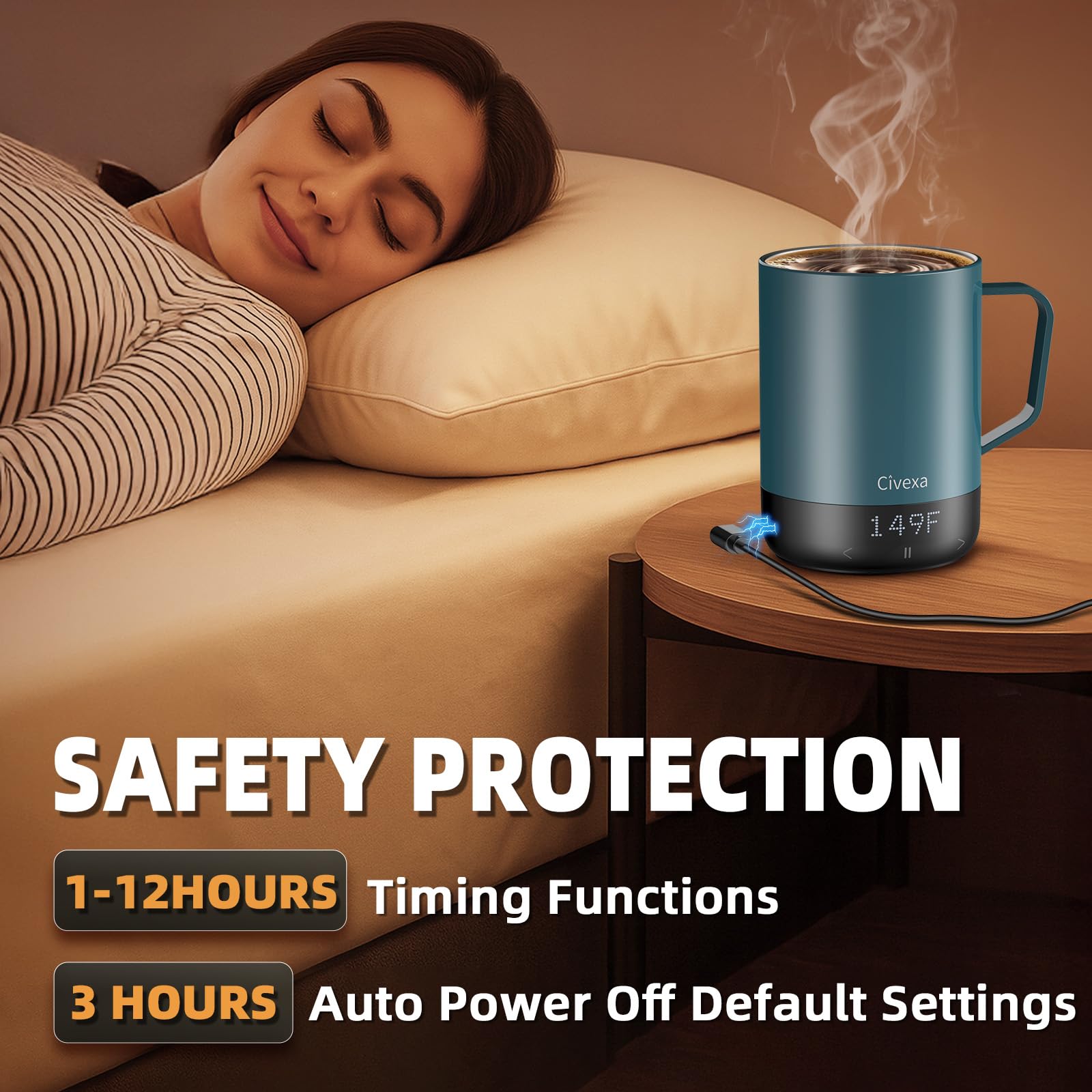 Magnetic Charging Rechargeable Self Heating Coffee Mug, Fast Heating & High Temperature 14Oz APP - Controlled Smart Coffee Cup Warmer, 120 Mins - Hot Up to 149℉ Smart Mug Warmer, Gifts for Women and Men - SkinNails&Makeup