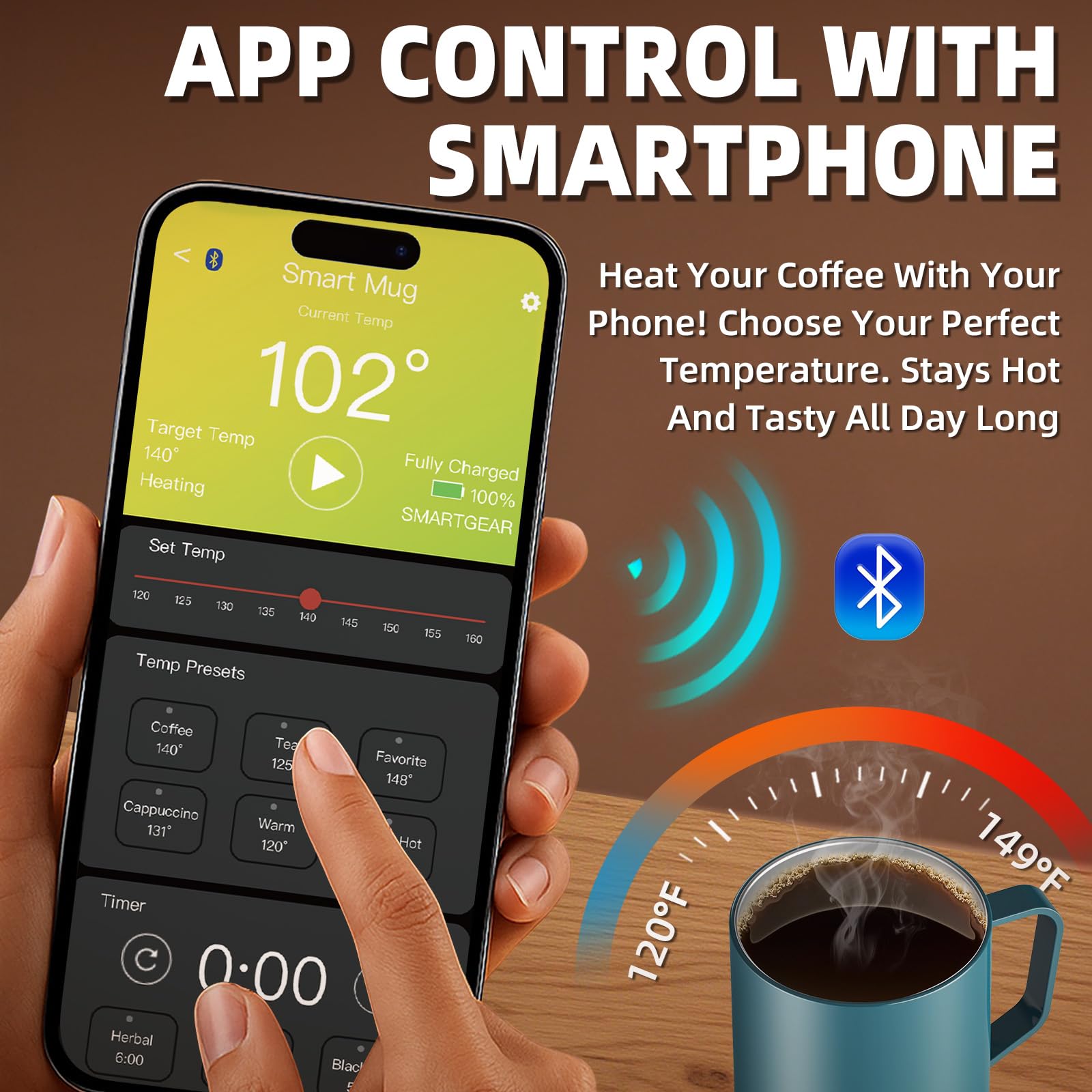 Magnetic Charging Rechargeable Self Heating Coffee Mug, Fast Heating & High Temperature 14Oz APP - Controlled Smart Coffee Cup Warmer, 120 Mins - Hot Up to 149℉ Smart Mug Warmer, Gifts for Women and Men - SkinNails&Makeup