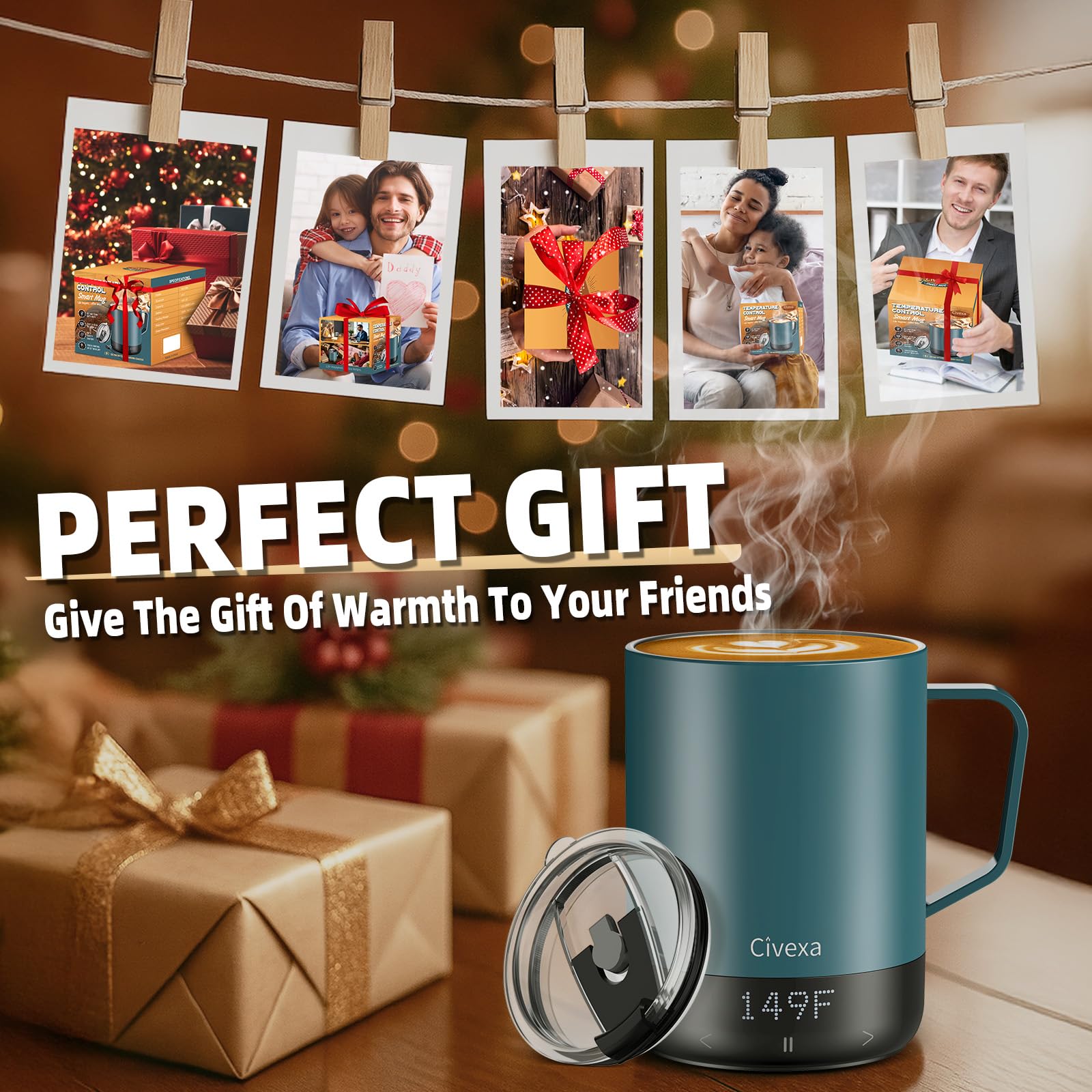 Magnetic Charging Rechargeable Self Heating Coffee Mug, Fast Heating & High Temperature 14Oz APP - Controlled Smart Coffee Cup Warmer, 120 Mins - Hot Up to 149℉ Smart Mug Warmer, Gifts for Women and Men - SkinNails&Makeup