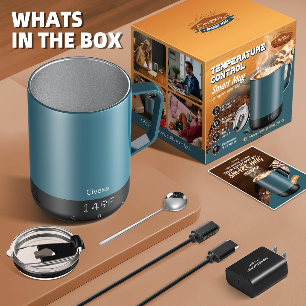 Magnetic Charging Rechargeable Self Heating Coffee Mug, Fast Heating & High Temperature 14Oz APP - Controlled Smart Coffee Cup Warmer, 120 Mins - Hot Up to 149℉ Smart Mug Warmer, Gifts for Women and Men - SkinNails&Makeup