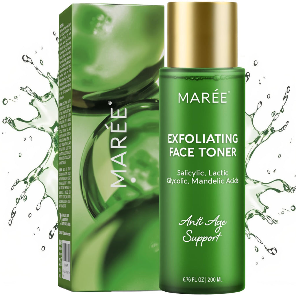 MAREE Exfoliating Toner with Salicylic Acid – AHA BHA Face Exfoliant & Pore Cleaner – BHA Liquid Exfoliant for Sebum & Dead Skin Care Remover – Face Exfoliator – Acido Salicilico Exfoliante Facial - SkinNails&Makeup