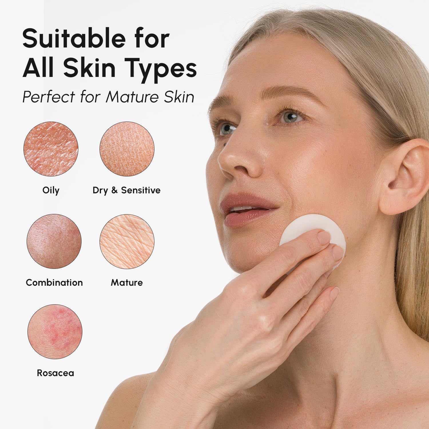 MAREE Glycolic Acid Pads - Toner Pads for Face Cleansing - Exfoliating Pad with Tea Tree Oil, Salicylic Acid & Vitamins E, B3, B5 - Acne Clearing, Skin Pore Resurfacing & Radiance Device - 50 Count - SkinNails&Makeup