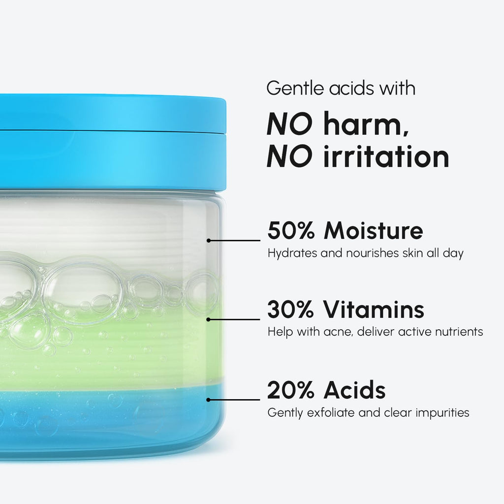 MAREE Glycolic Acid Pads - Toner Pads for Face Cleansing - Exfoliating Pad with Tea Tree Oil, Salicylic Acid & Vitamins E, B3, B5 - Acne Clearing, Skin Pore Resurfacing & Radiance Device - 50 Count - SkinNails&Makeup