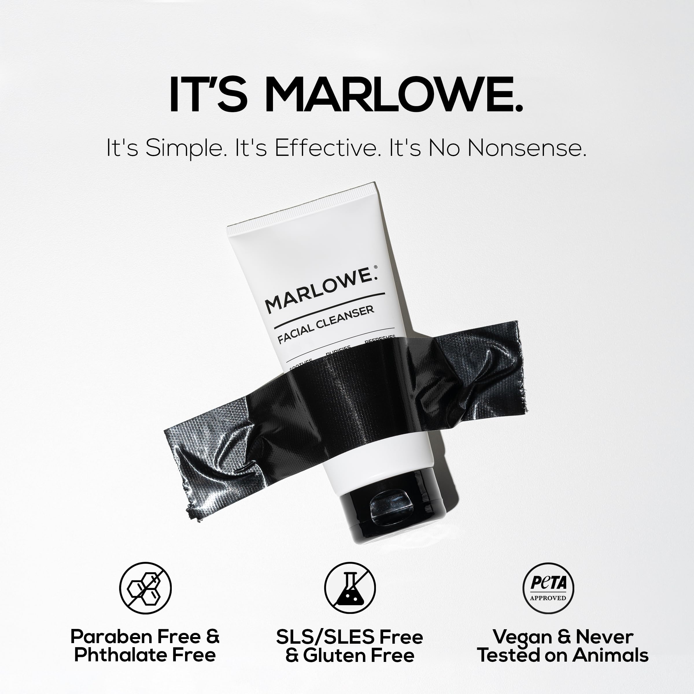 MARLOWE. No. 121 Facial Cleanser 6 oz, Daily Mens Face Wash with Natural Extracts & Antioxidants, Soothes, Purifies, Refreshes, Thick Lather, Fresh Woodsy Scent - SkinNails&Makeup