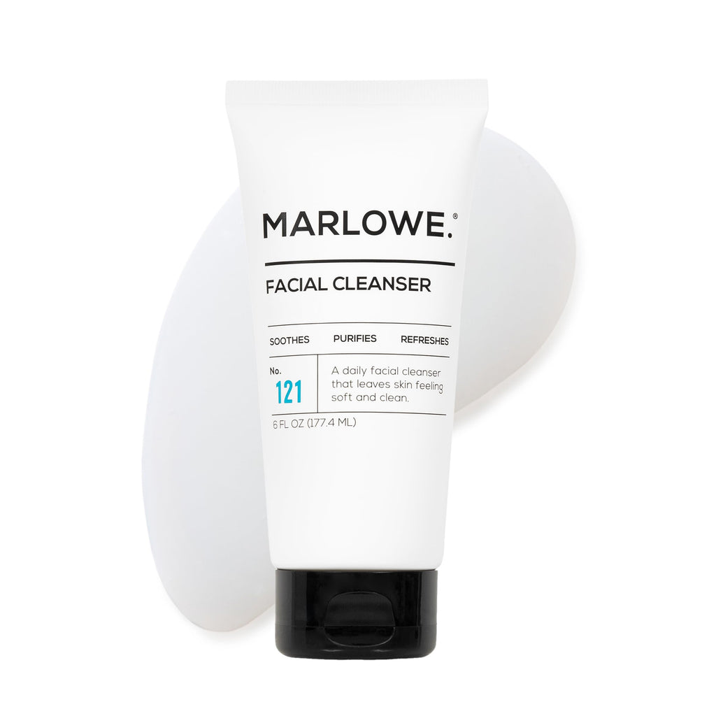 MARLOWE. No. 121 Facial Cleanser 6 oz, Daily Mens Face Wash with Natural Extracts & Antioxidants, Soothes, Purifies, Refreshes, Thick Lather, Fresh Woodsy Scent - SkinNails&Makeup