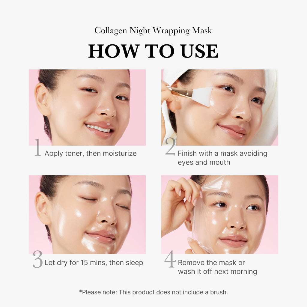 medicube Collagen Overnight Wrapping Peel Off Facial Mask Pack - Elasticity & Hydration Care, Reduces Sagging & Dullness - Hydrolyzed Collagen For Glowing Skin - Korean Skin Care, 2.53 fl.oz - SkinNails&Makeup