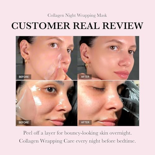 medicube Collagen Overnight Wrapping Peel Off Facial Mask Pack - Elasticity & Hydration Care, Reduces Sagging & Dullness - Hydrolyzed Collagen For Glowing Skin - Korean Skin Care, 2.53 fl.oz - SkinNails&Makeup