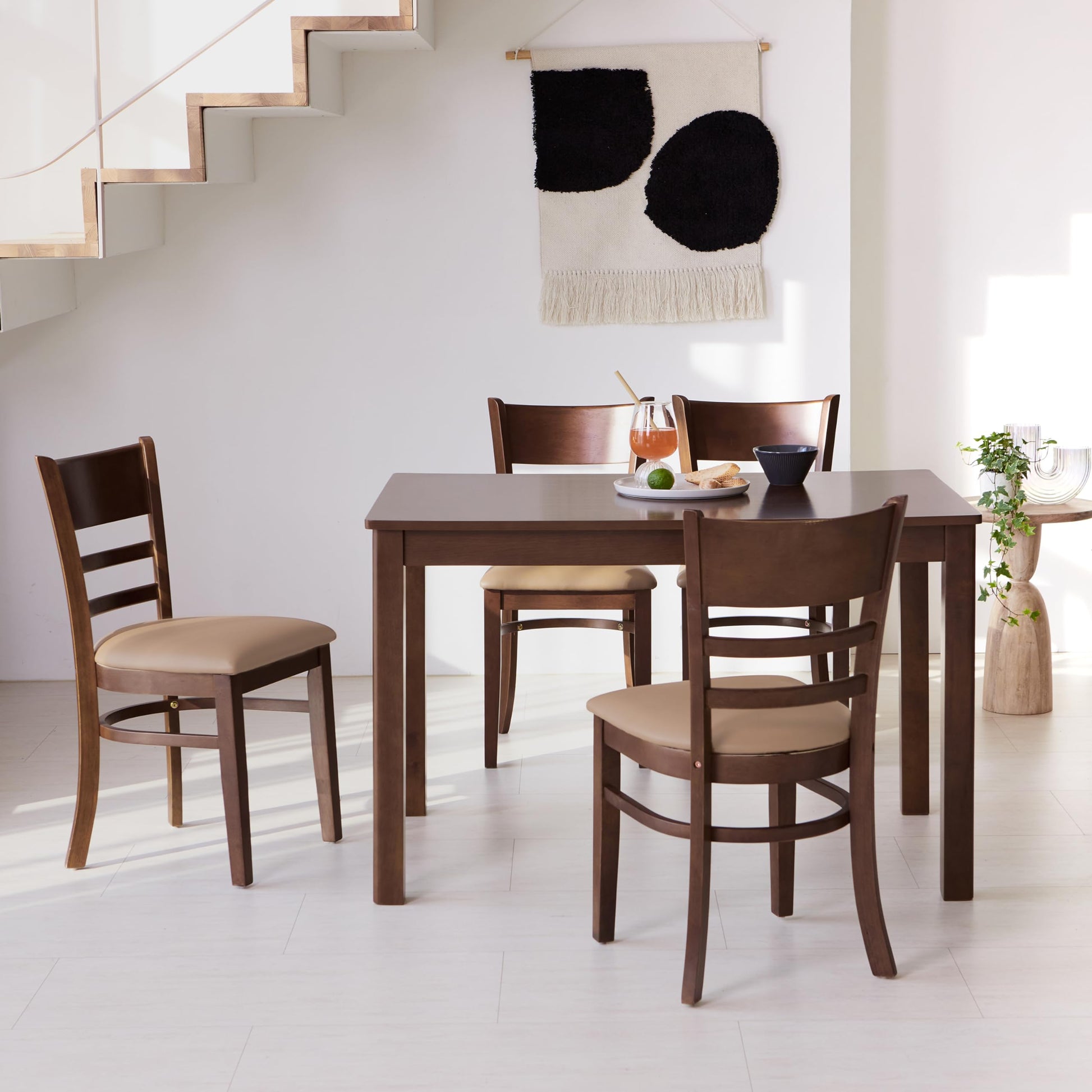 Modern Farmhouse Small Wooden Dining Table - Livinia Cabin 45.3” Solid Wood Kitchen Table - My Store