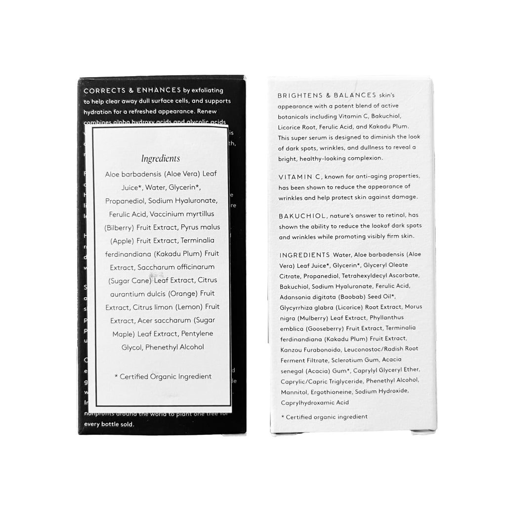 Naked & Thriving Wrinkle - Fighter Set, Includes Renew Resurfacing Night Serum (30 mL) & Illuminate C+ Serum (30 mL), Clinical Results, Dermatologist Loved, Hylauronic Acid & Bakuchiol (Set of 2) - SkinNails&Makeup