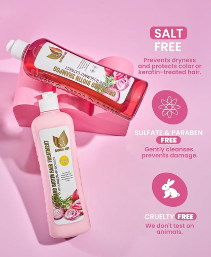 NATURAL SANT - Onion Biotin and Rosemary Shampoo & Treatment Set for Stronger, Thicker and Longer Hair - Soft and Shine, Hair Loss and Thinning, Growth Shampoo, Paraben Free, Silicone Free - SkinNails&Makeup