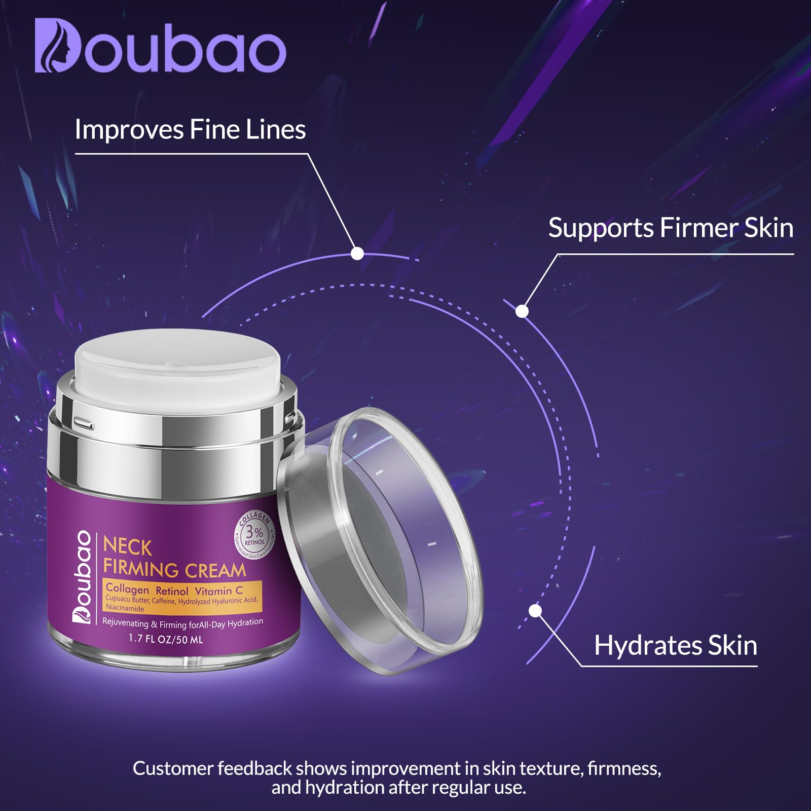 Neck Firming Cream, Wrinkle Cream for Women, Retinol Moisturizer with Collagen and Hyaluronic Acid for Neck, Face and Décolleté, 1.76 fl oz - SkinNails&Makeup