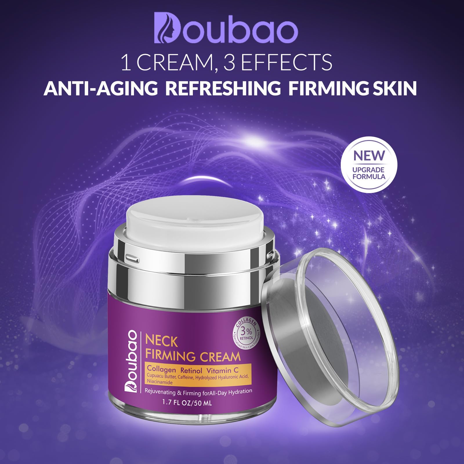 Neck Firming Cream, Wrinkle Cream for Women, Retinol Moisturizer with Collagen and Hyaluronic Acid for Neck, Face and Décolleté, 1.76 fl oz - SkinNails&Makeup