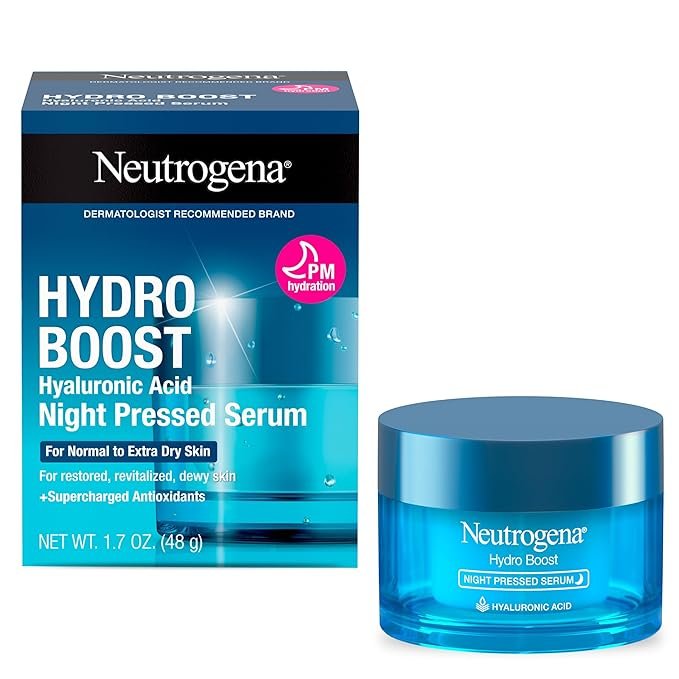 Neutrogena Hydro Boost Night Pressed Serum, Hyaluronic Acid Face Moisturizer for Normal to Extra Dry Skin, Delivers Overnight Hydration for Restored, Revitalized, Dewy Skin, 1.7 oz - My Store
