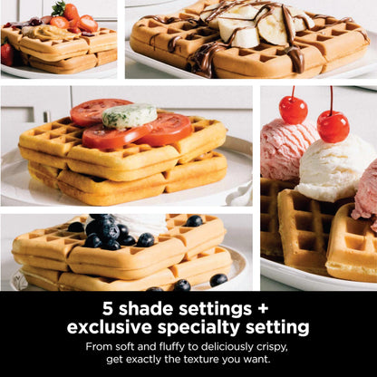Ninja Belgian Waffle Maker Pro | Vertical Design | 5 Shade Settings with Precision - Pour Cup & Chef - curated Recipe Guide | Black & Silver | BW1001 - SkinNails&Makeup