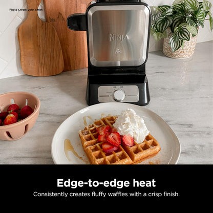Ninja Belgian Waffle Maker Pro | Vertical Design | 5 Shade Settings with Precision - Pour Cup & Chef - curated Recipe Guide | Black & Silver | BW1001 - SkinNails&Makeup