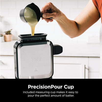 Ninja Belgian Waffle Maker Pro | Vertical Design | 5 Shade Settings with Precision - Pour Cup & Chef - curated Recipe Guide | Black & Silver | BW1001 - SkinNails&Makeup