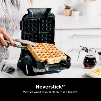 Ninja Belgian Waffle Maker Pro | Vertical Design | 5 Shade Settings with Precision - Pour Cup & Chef - curated Recipe Guide | Black & Silver | BW1001 - SkinNails&Makeup