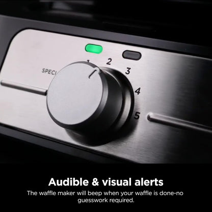 Ninja Belgian Waffle Maker Pro | Vertical Design | 5 Shade Settings with Precision - Pour Cup & Chef - curated Recipe Guide | Black & Silver | BW1001 - SkinNails&Makeup